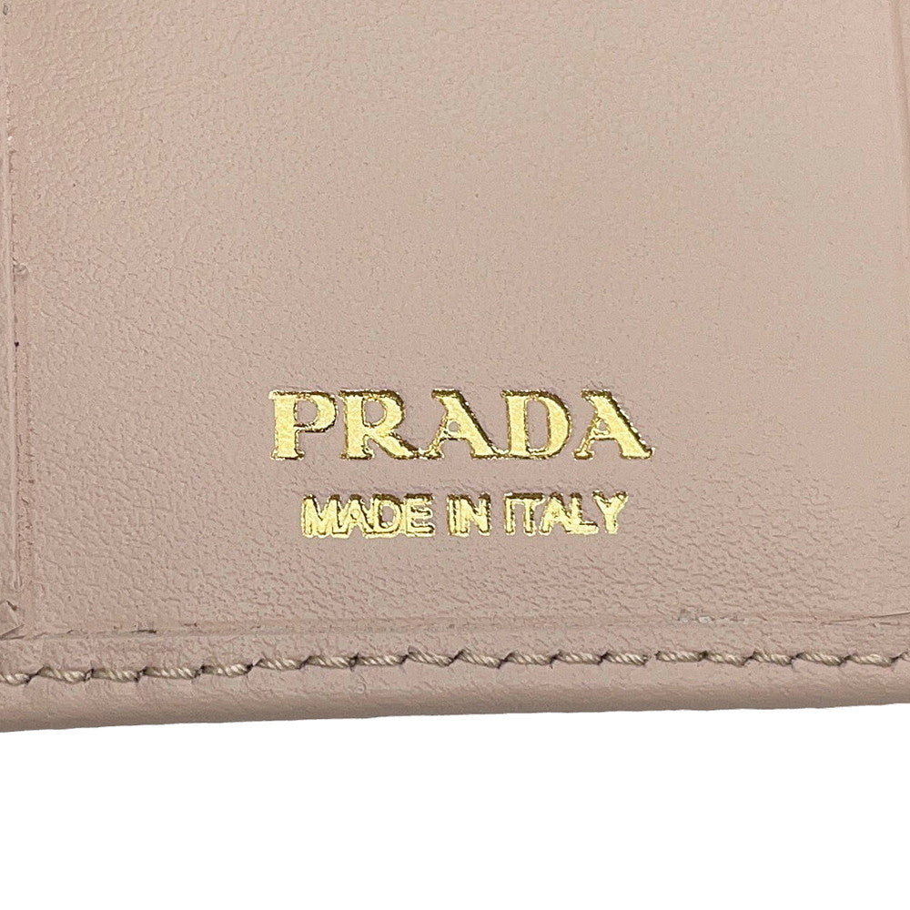 PRADA Triangle Logo Compact Wallet Jasmin Flower1ML050 Leather
