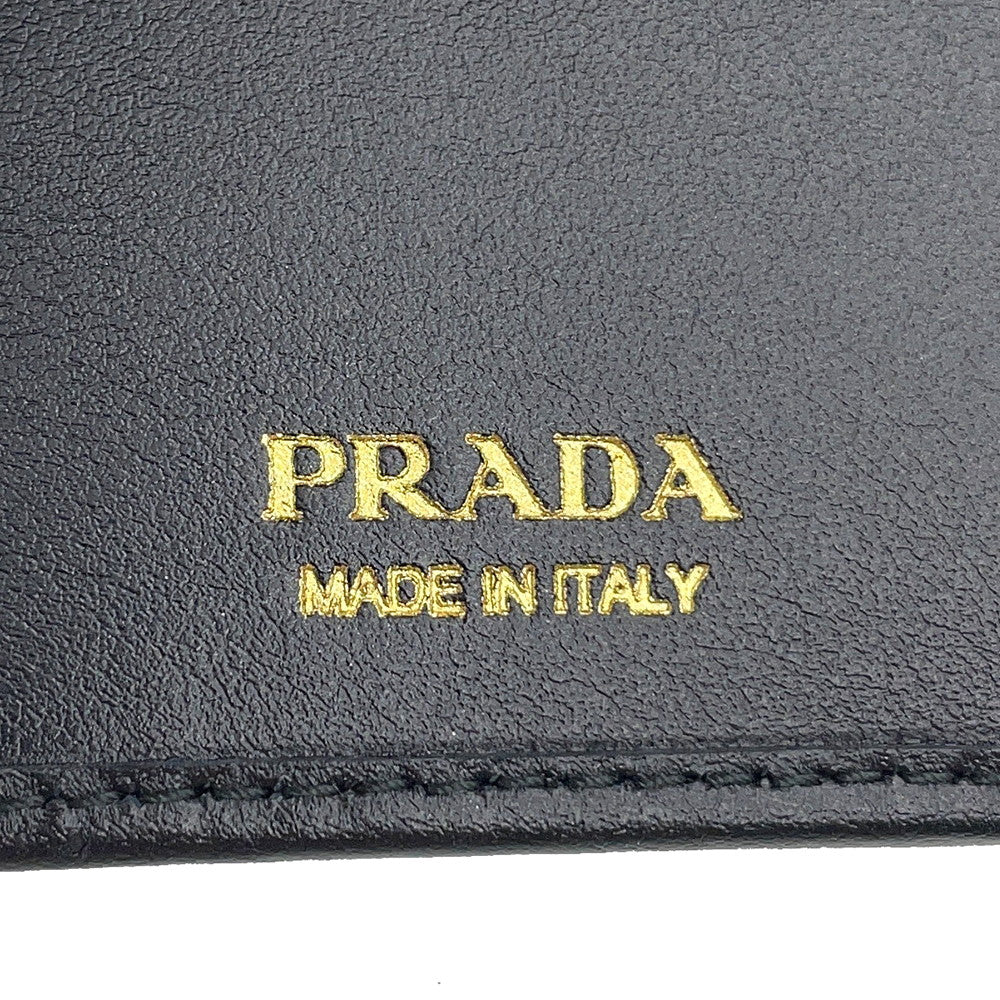 PRADA Triangle Logo Compact Wallet Black1ML050 Leather