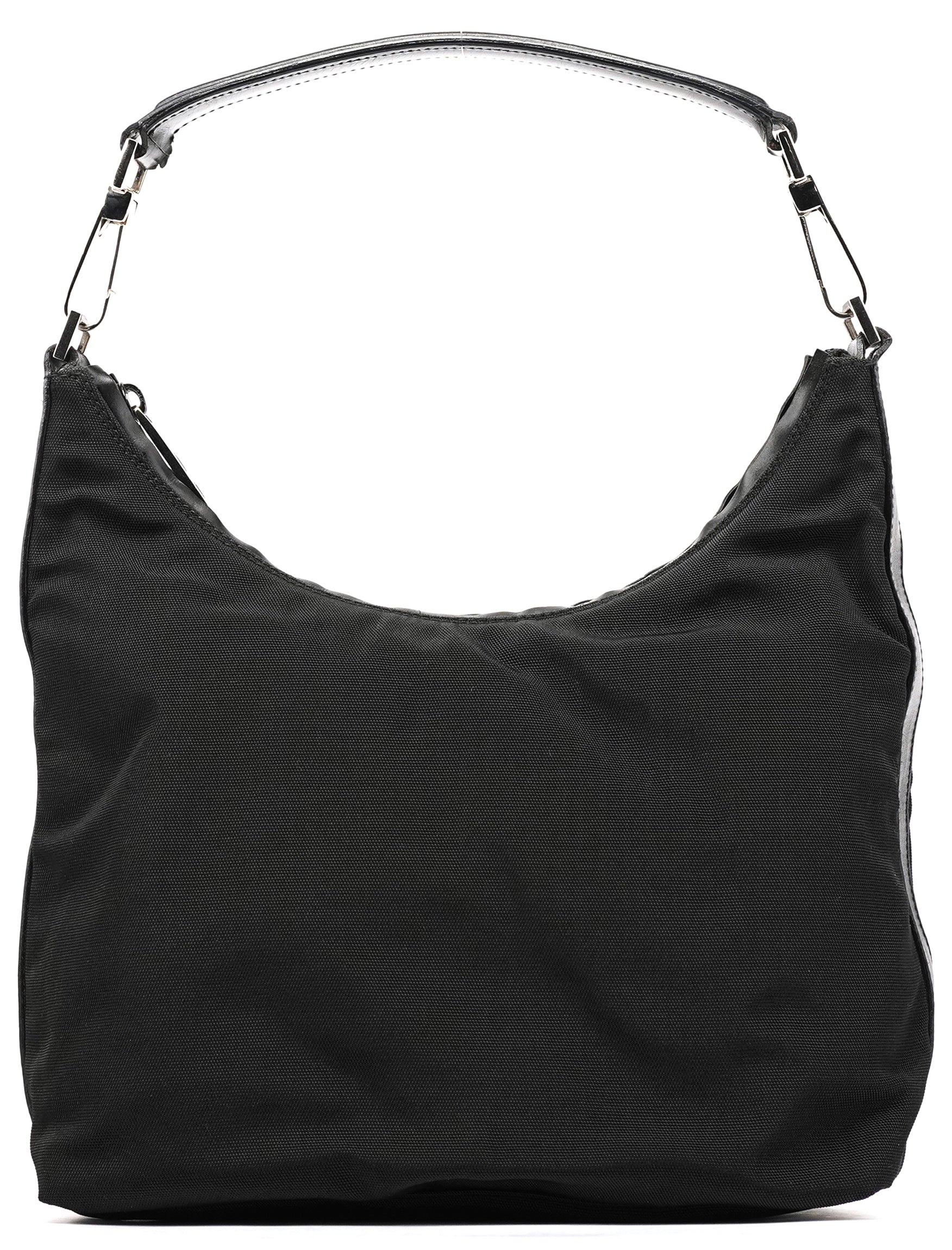 000 0602 Black Nylon Hobo Shoulder Bag