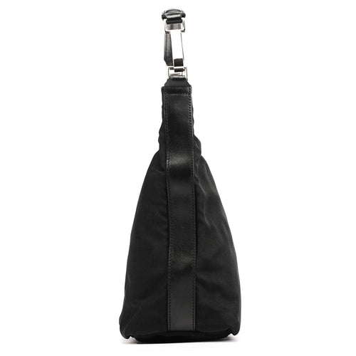 000 0602 Black Nylon Hobo Shoulder Bag