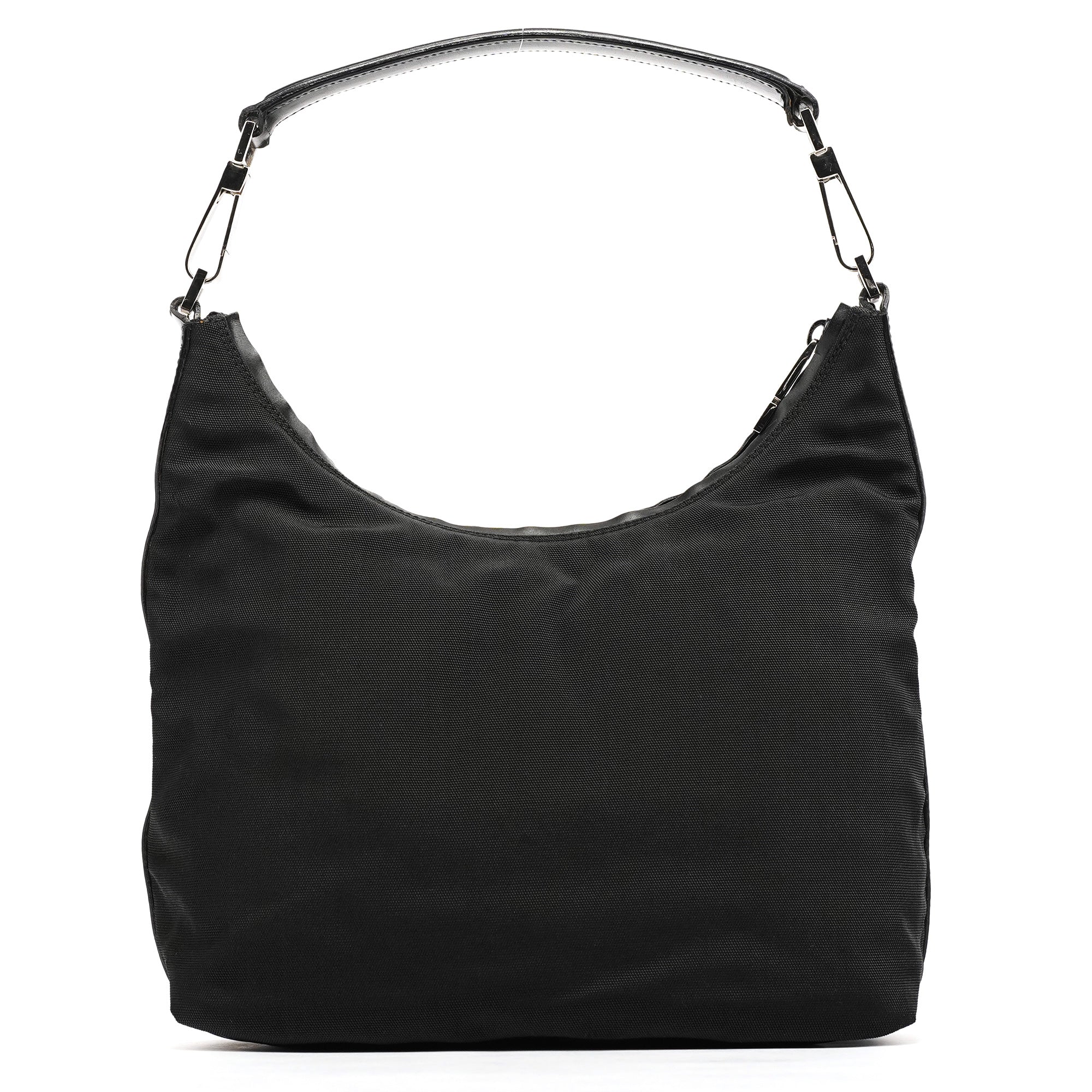 000 0602 Black Nylon Hobo Shoulder Bag
