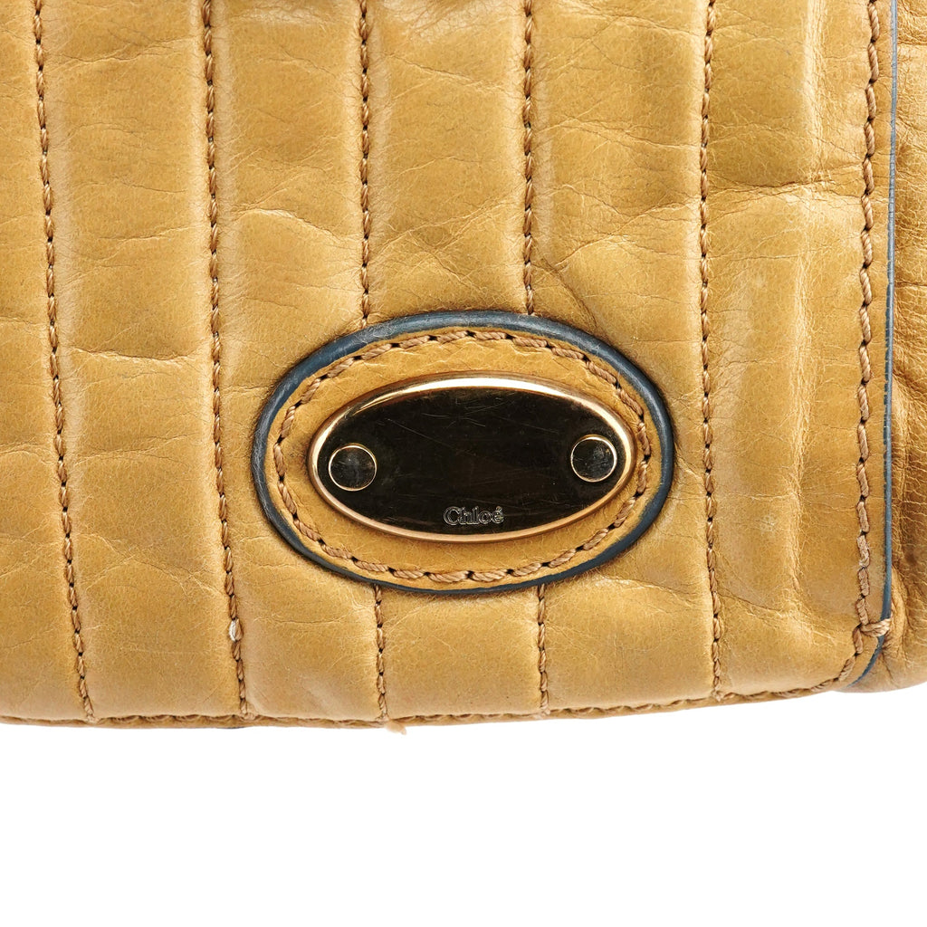Beige Leather Bay Tote Bag