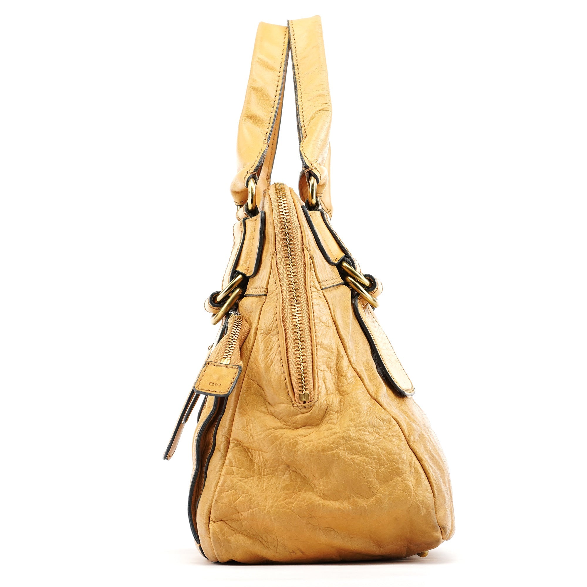 Beige Leather Bay Tote Bag