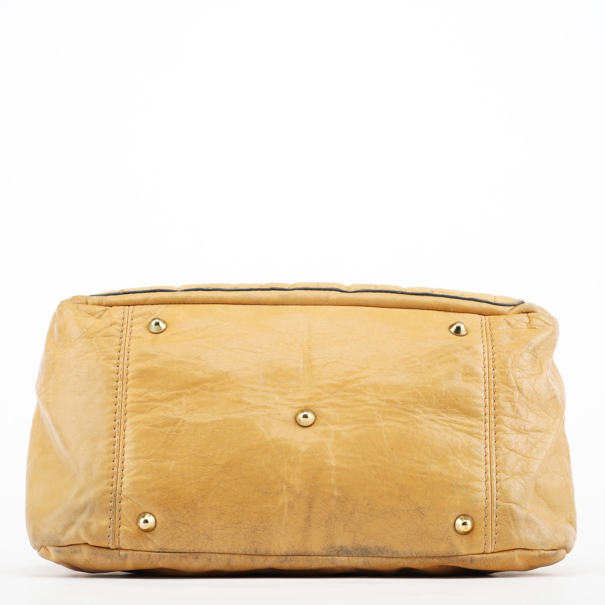 Beige Leather Bay Tote Bag