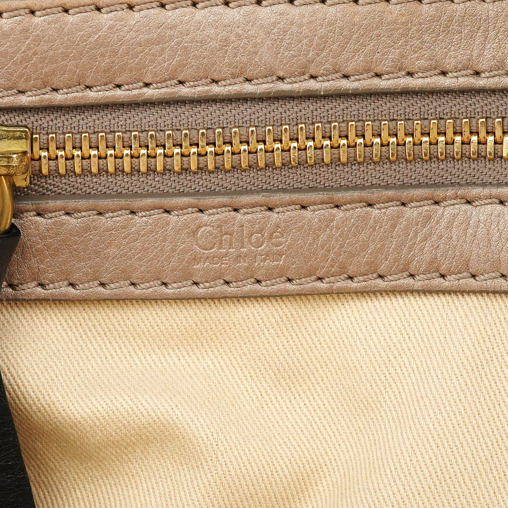 Beige Leather Bay Tote Bag