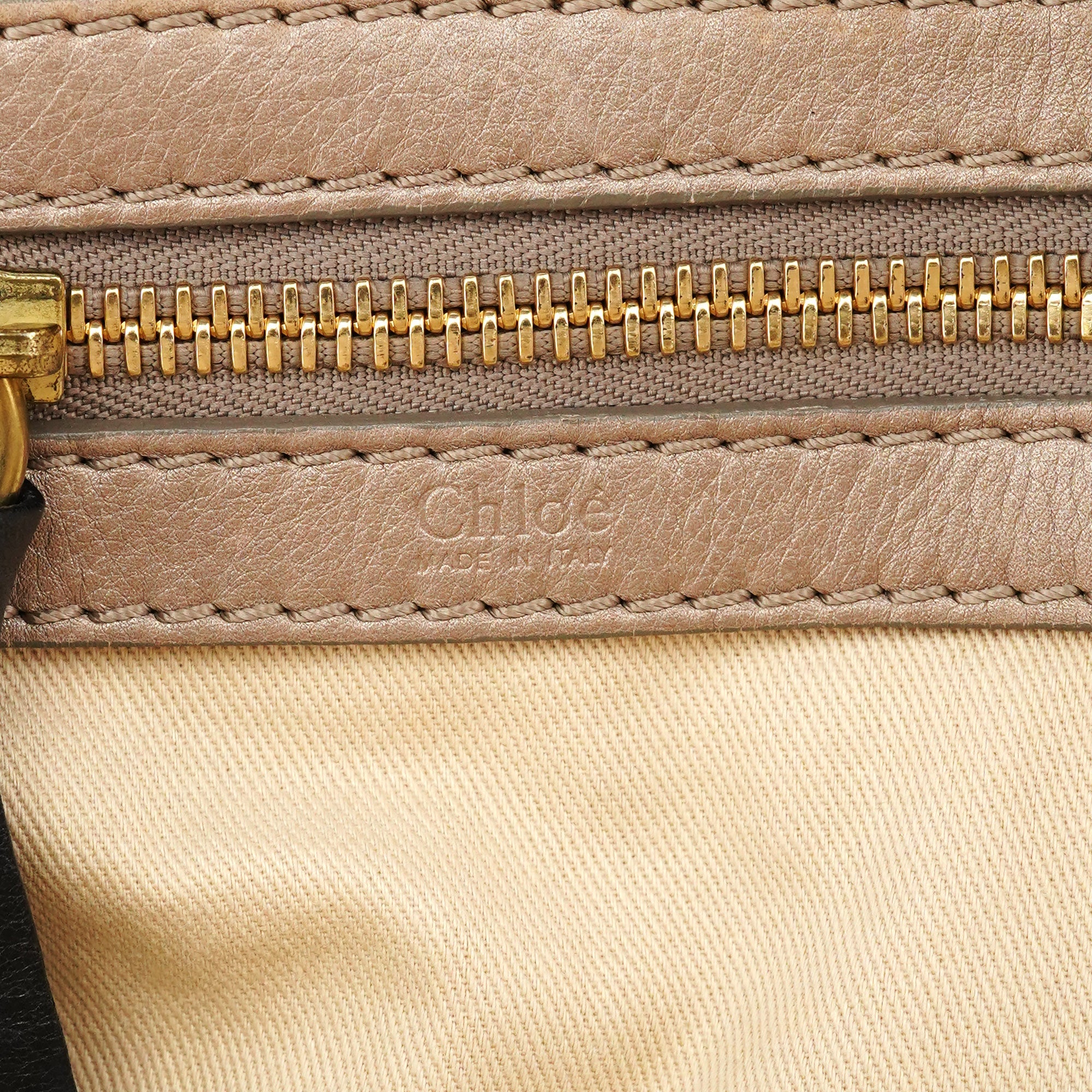 Beige Leather Bay Tote Bag