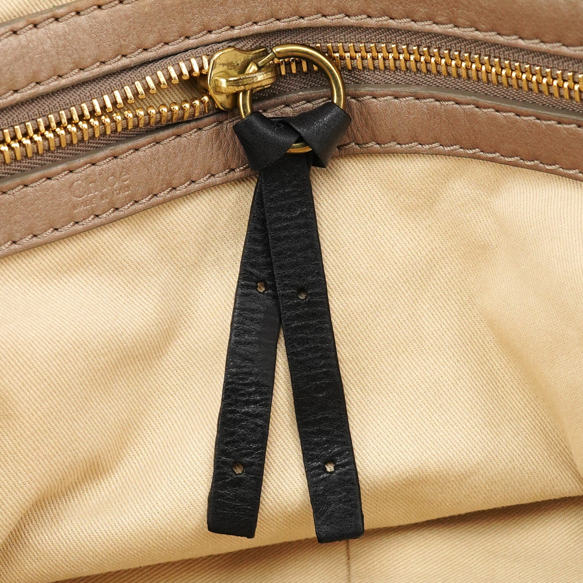 Beige Leather Bay Tote Bag