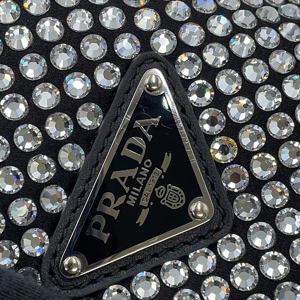 PRADA Triangle Pouch Black1NQ044_2AWL_F0T7O Satin CrystalBijoux