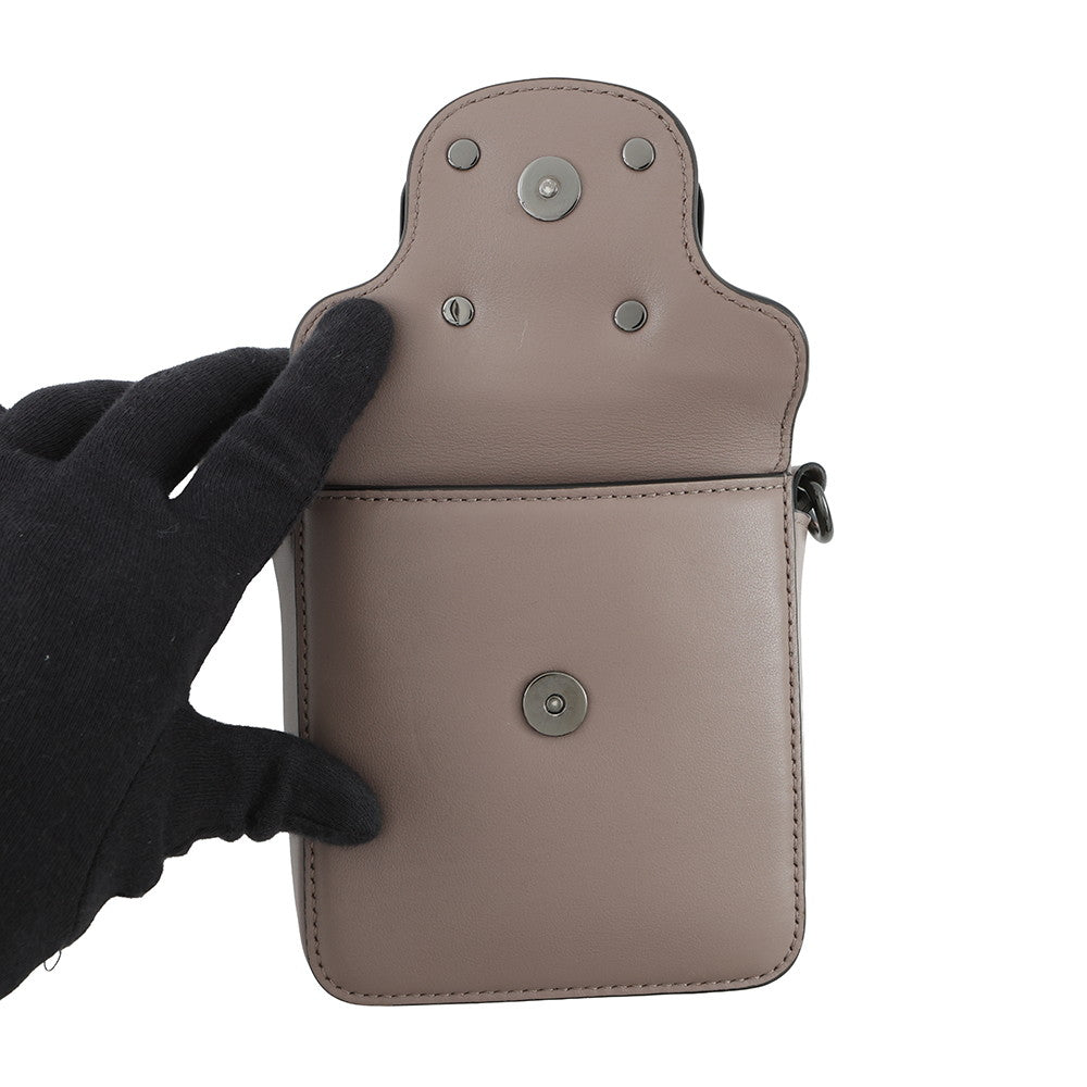 Valentino Garavani Loco V Logo Shoulder Bag Greige Leather