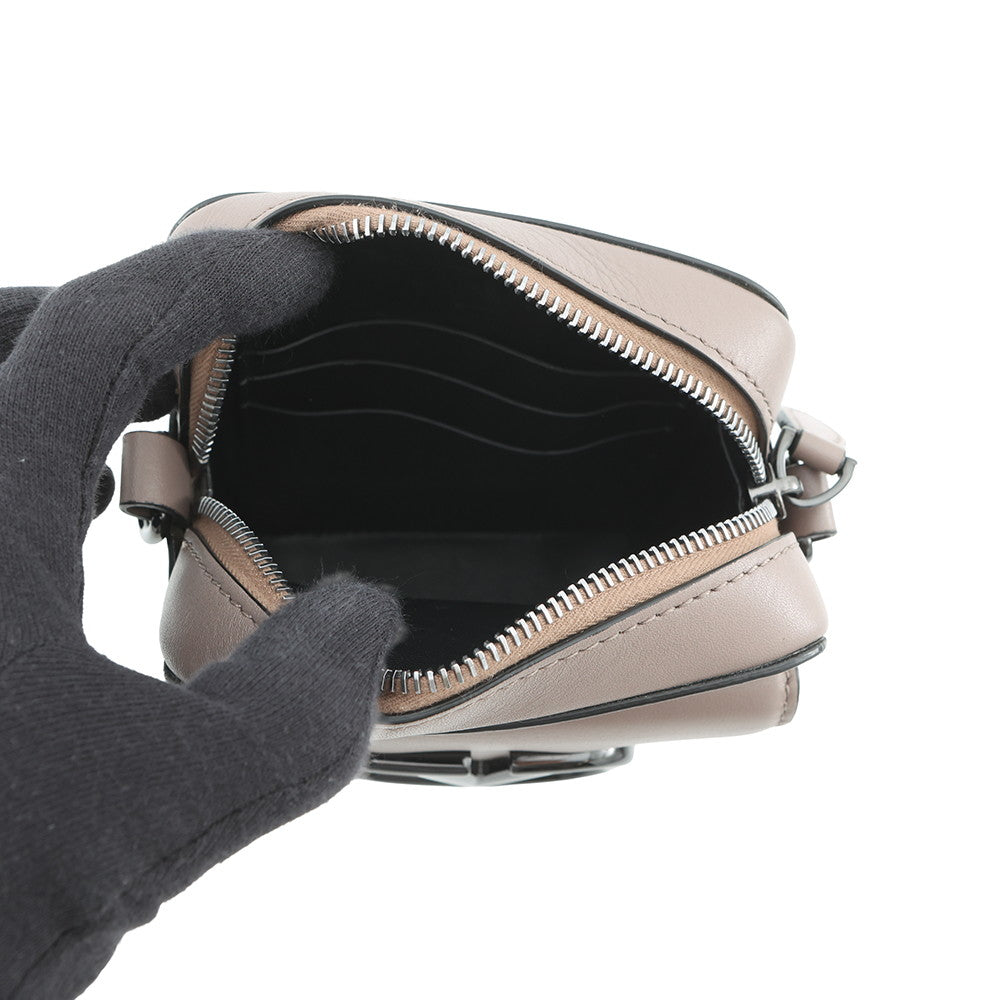 Valentino Garavani Loco V Logo Shoulder Bag Greige Leather