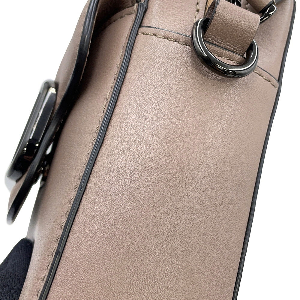 Valentino Garavani Loco V Logo Shoulder Bag Greige Leather