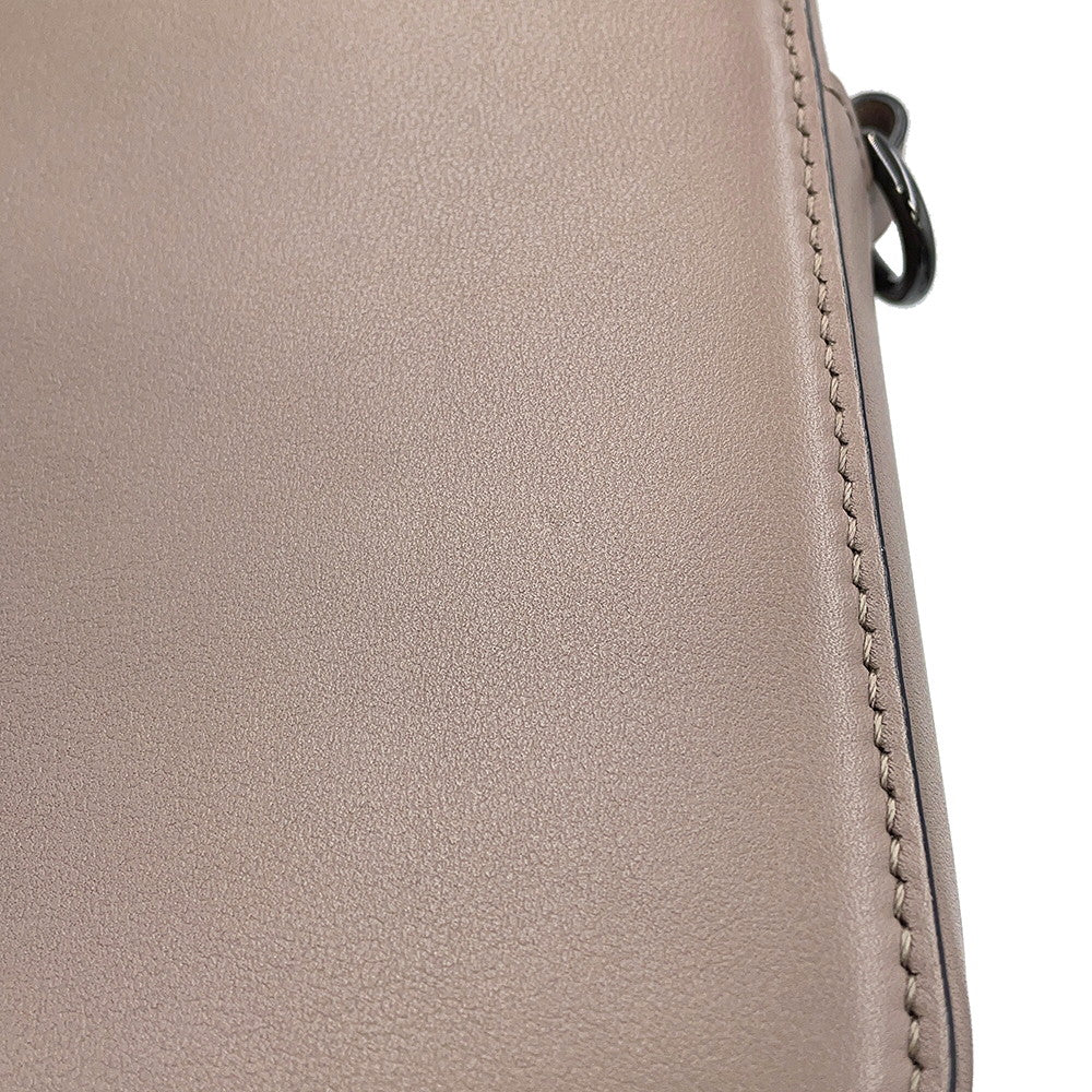 Valentino Garavani Loco V Logo Shoulder Bag Greige Leather