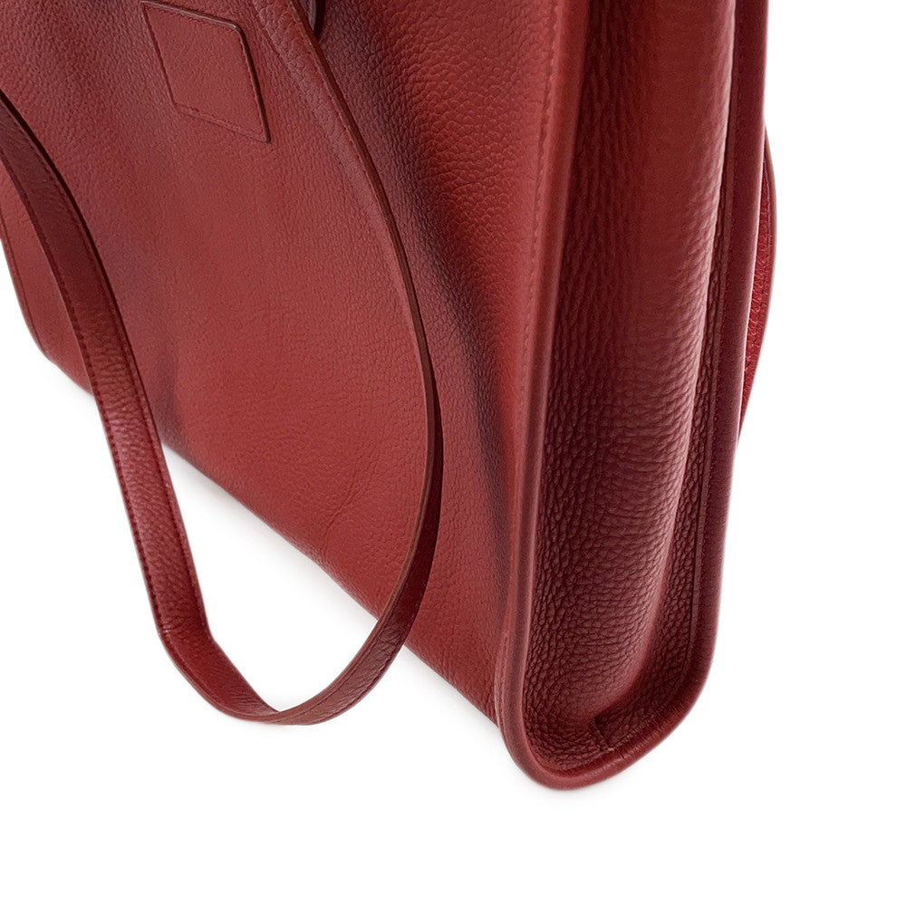 HERMES Cabas Rouge Grenat Togo Leather Size 35