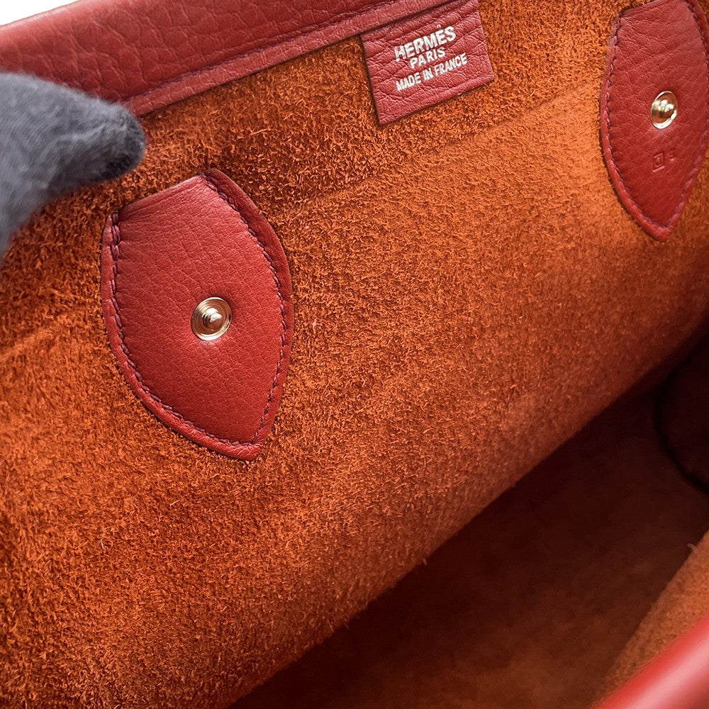 HERMES Cabas Rouge Grenat Togo Leather Size 35