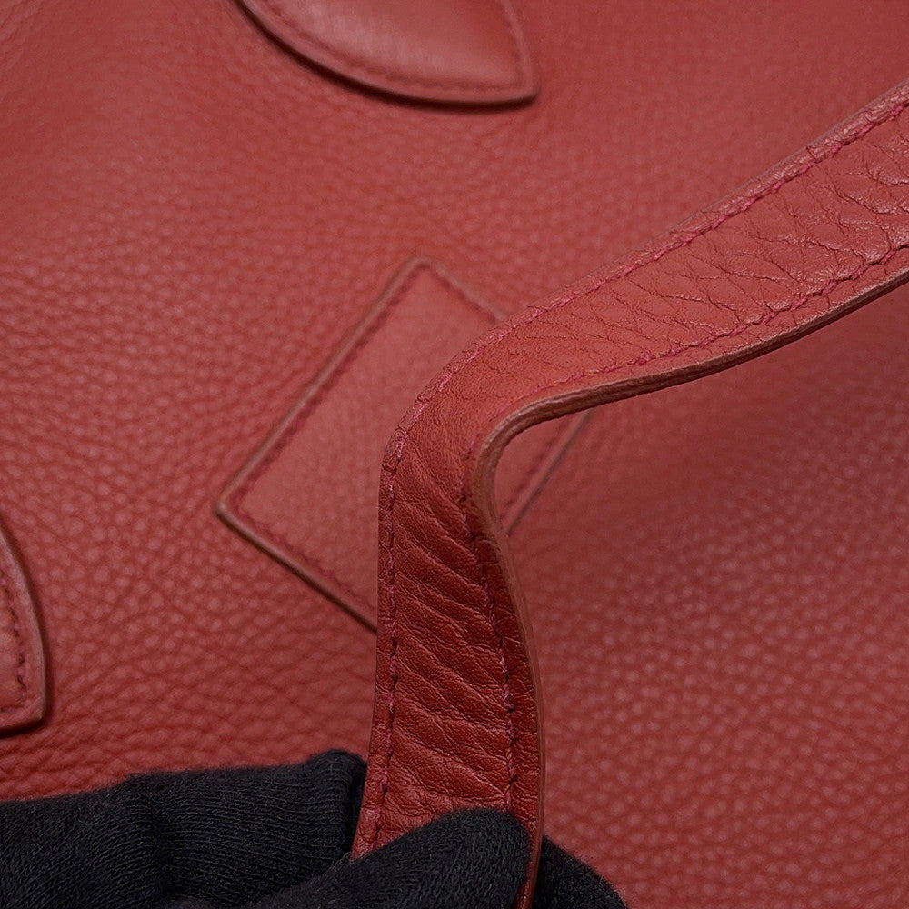 HERMES Cabas Rouge Grenat Togo Leather Size 35