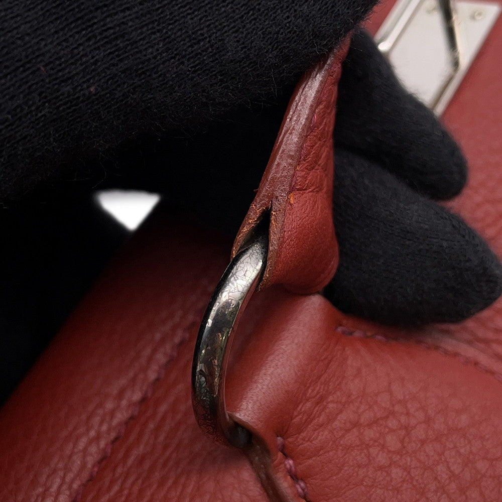 HERMES Cabas Rouge Grenat Togo Leather Size 35