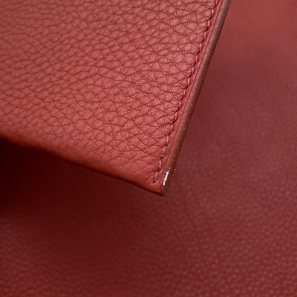 HERMES Cabas Rouge Grenat Togo Leather Size 35