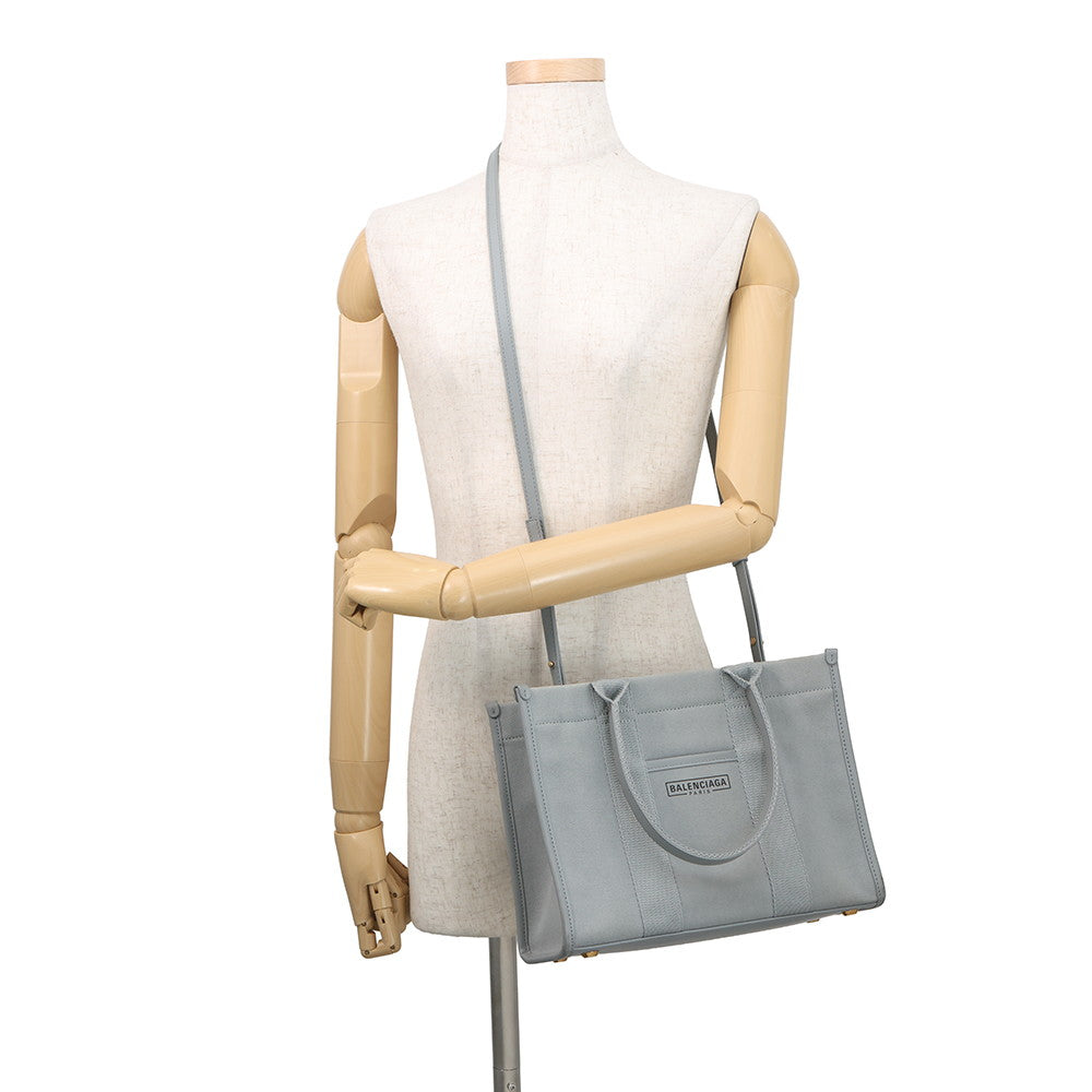 BALENCIAGA Hardware 2WAY Bag Gray671402 Canvas Leather Size S
