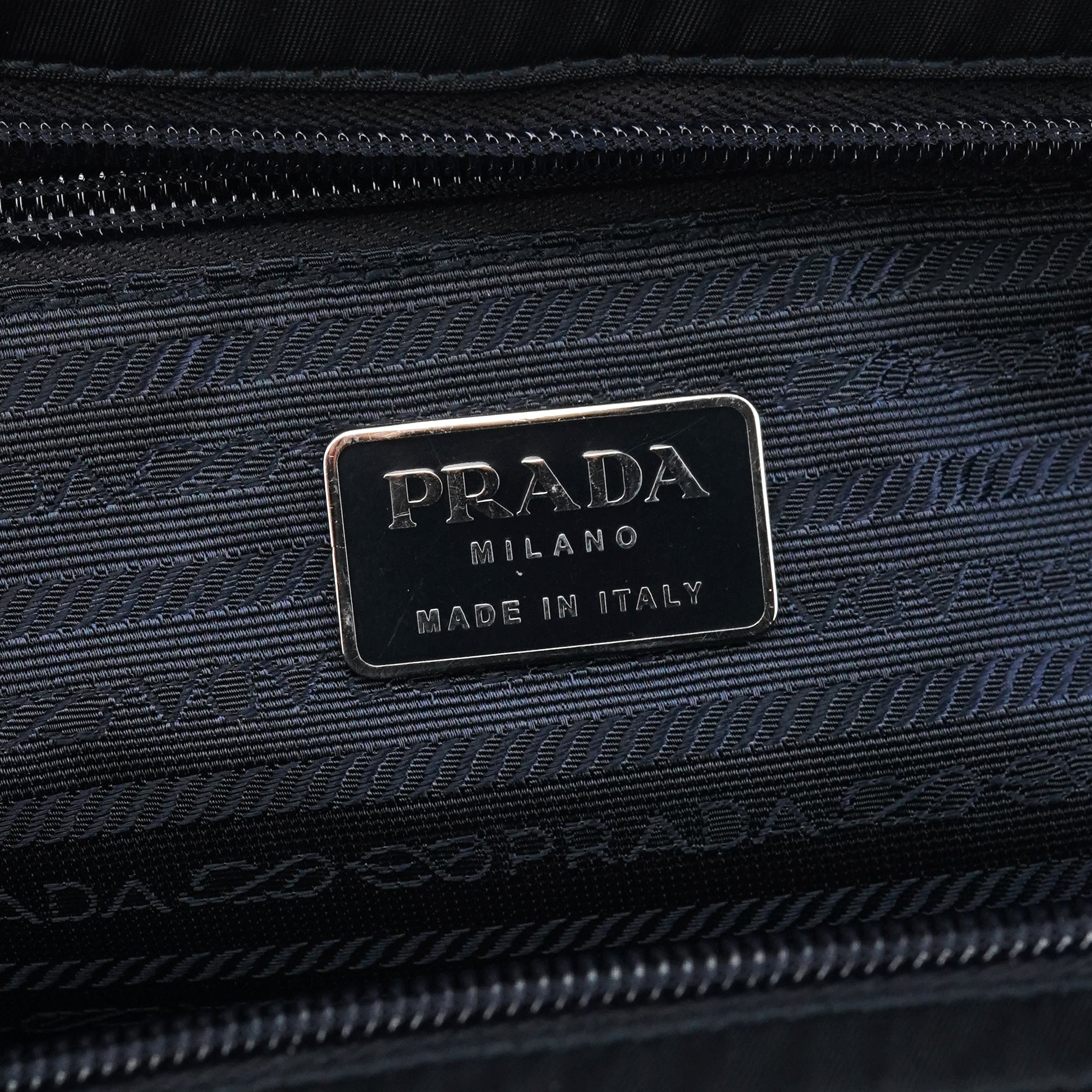 Navy Tessuto Metal Nylon Tote Bag