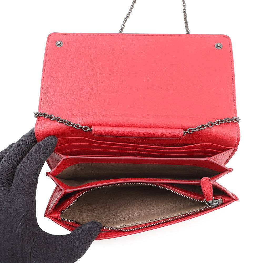 Bottega Veneta INTRECCIATO Chain wallet Red586906 Leather