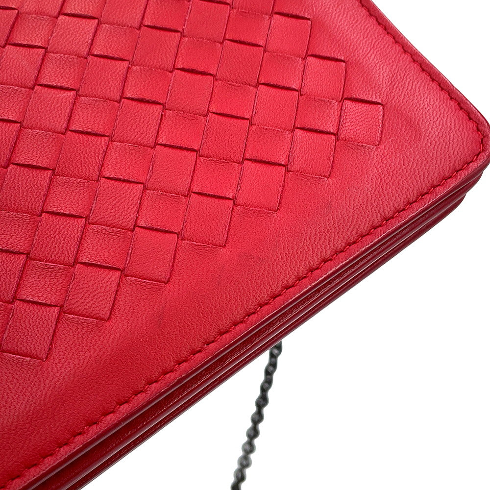 Bottega Veneta INTRECCIATO Chain wallet Red586906 Leather