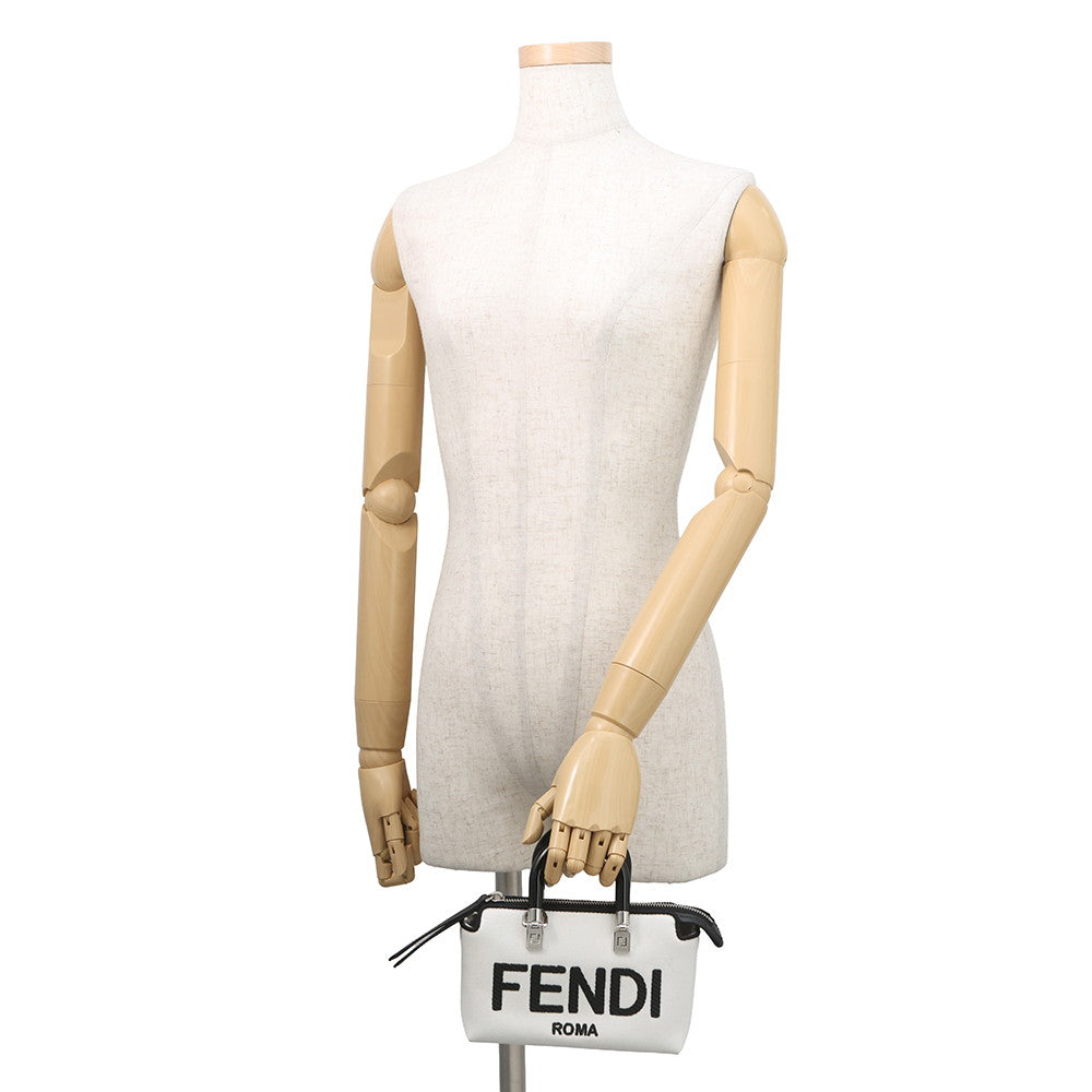 FENDI By the Way Shoulder Bag White/Black8BS067 Canvas Size Mini