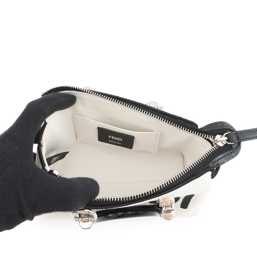 FENDI By the Way Shoulder Bag White/Black8BS067 Canvas Size Mini