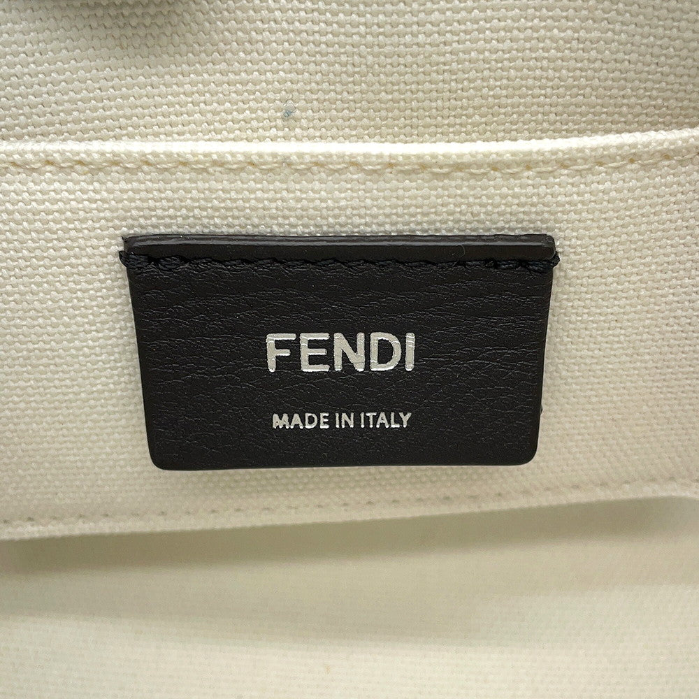 FENDI By the Way Shoulder Bag White/Black8BS067 Canvas Size Mini