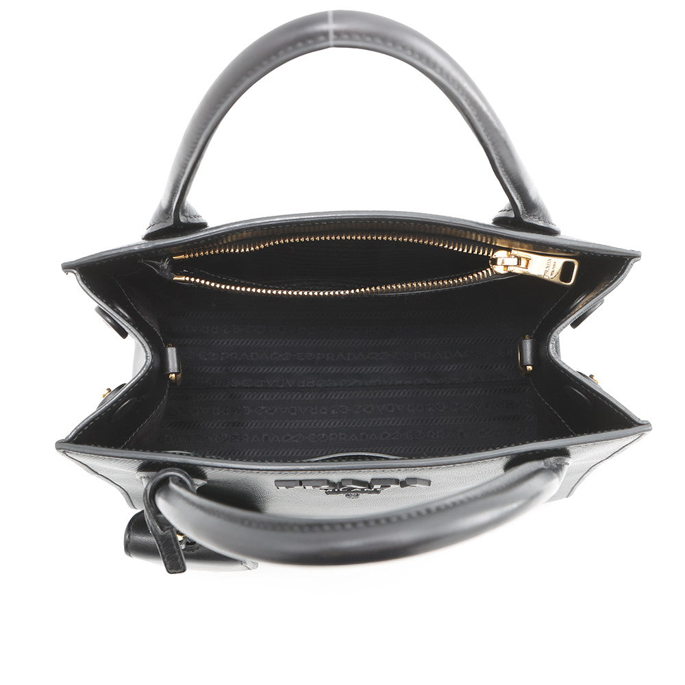PRADA Mono Chrome 2-way Handbag Black1BA156 Saffiano LeatherLeather