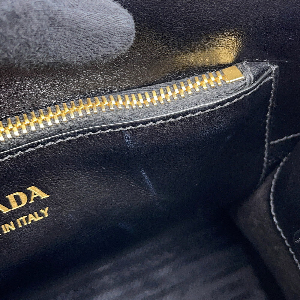 PRADA Mono Chrome 2-way Handbag Black1BA156 Saffiano LeatherLeather