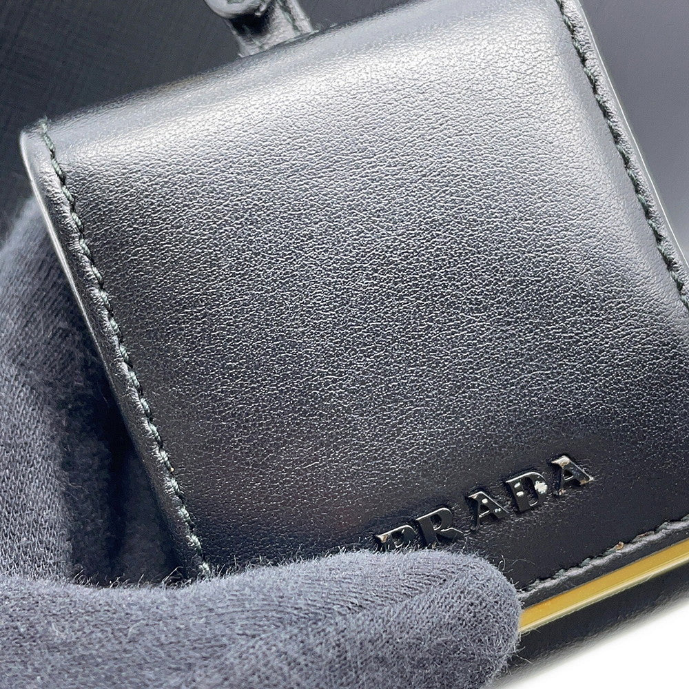 PRADA Mono Chrome 2-way Handbag Black1BA156 Saffiano LeatherLeather