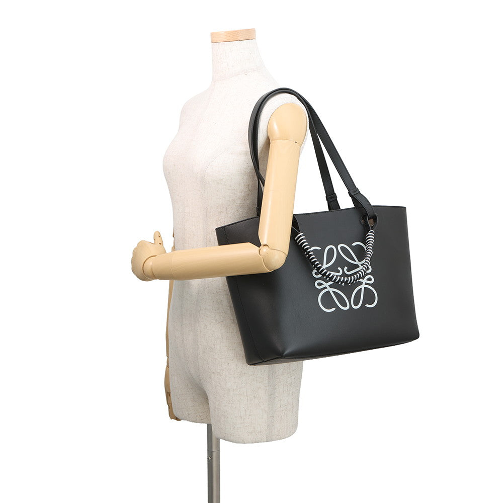 LOEWE Anagram Shoulder Tote Black/WhiteA717S72X11 9003 Leather