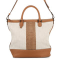 Delvaux Every D 2-way Tote Bag Beige/Brown Canvas Leather