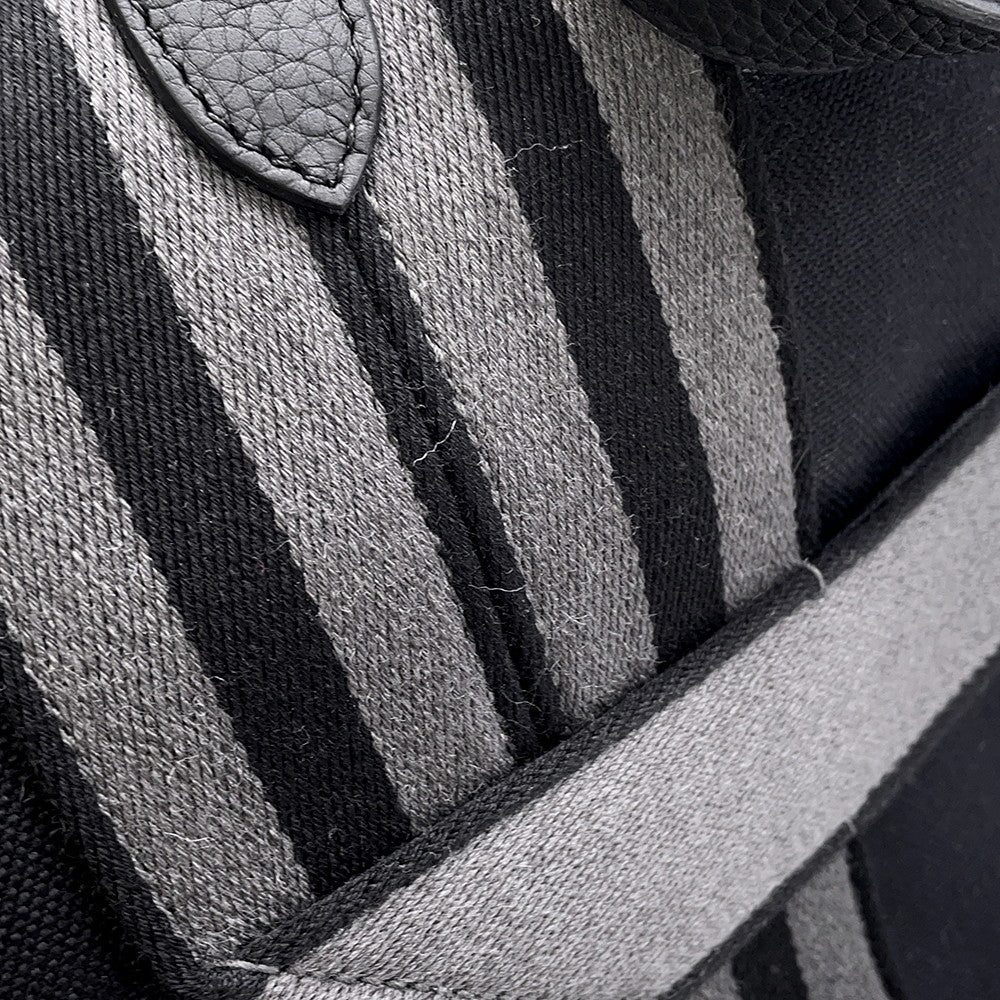 HERMES Pur Sangle Black/Gray Toile Military Taurillon Clemence