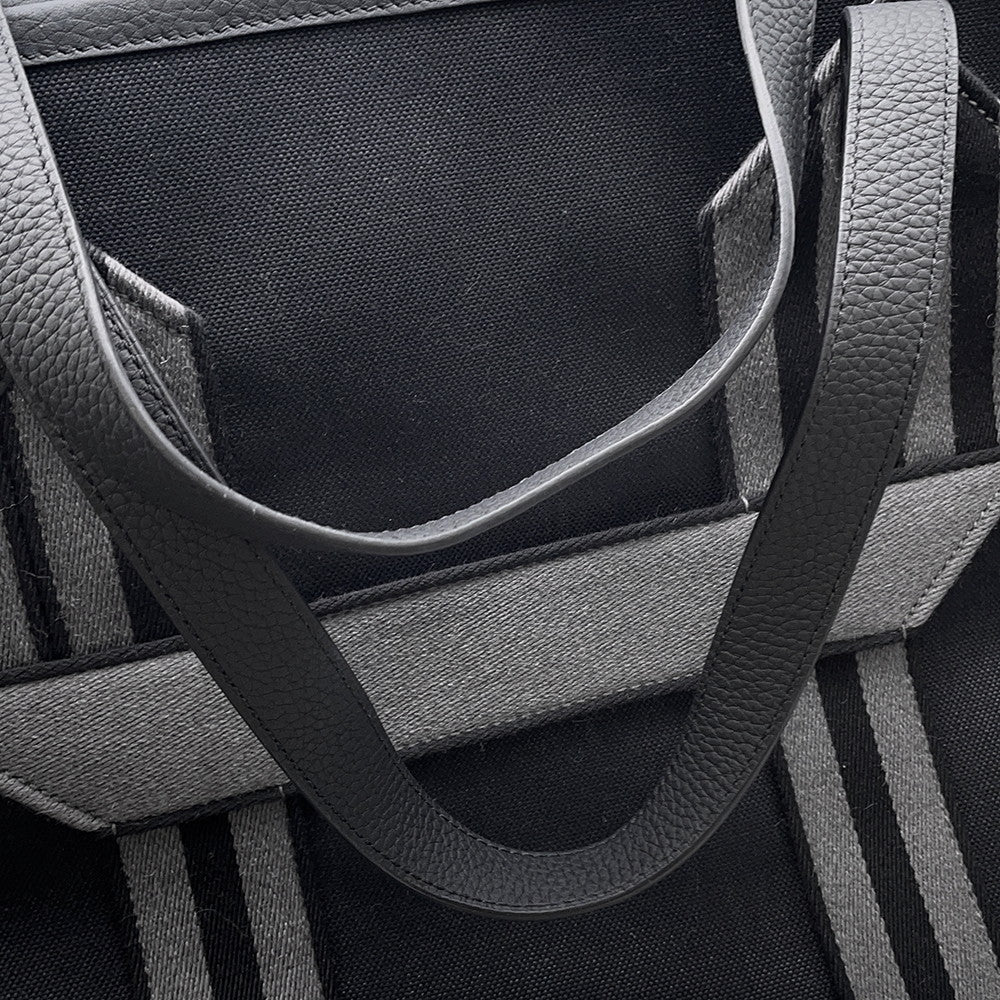 HERMES Pur Sangle Black/Gray Toile Military Taurillon Clemence