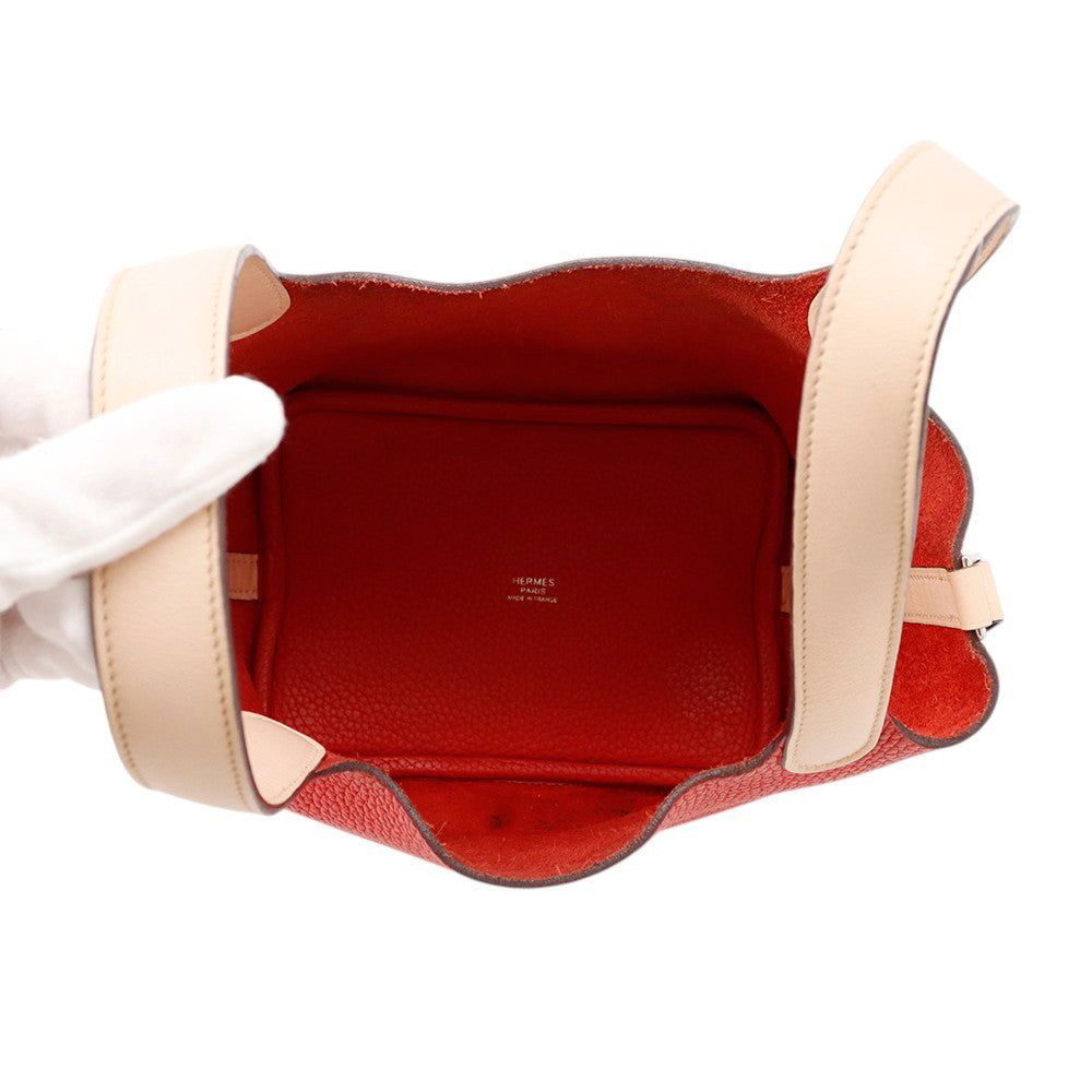 HERMES Picotin Lock Touch Rouge Tomate/Rose Eglantine Taurillon Clemence Size PM