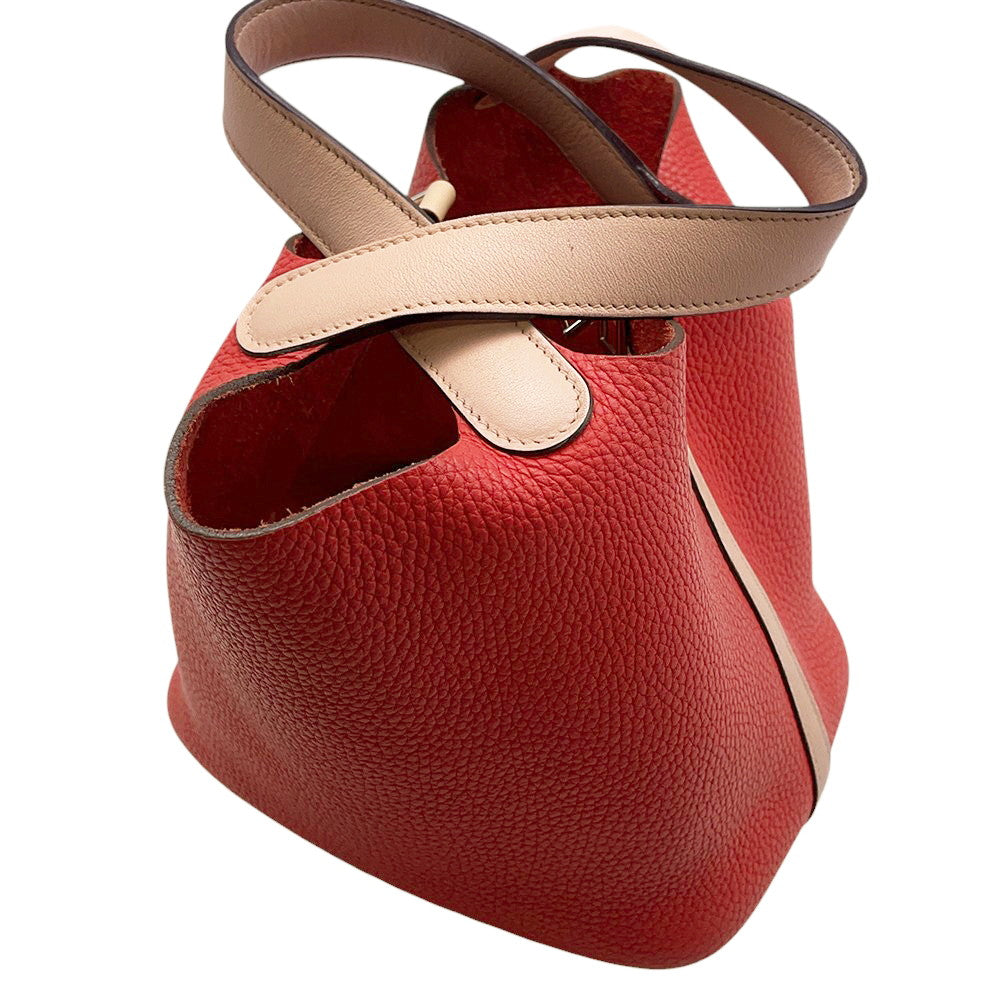 HERMES Picotin Lock Touch Rouge Tomate/Rose Eglantine Taurillon Clemence Size PM