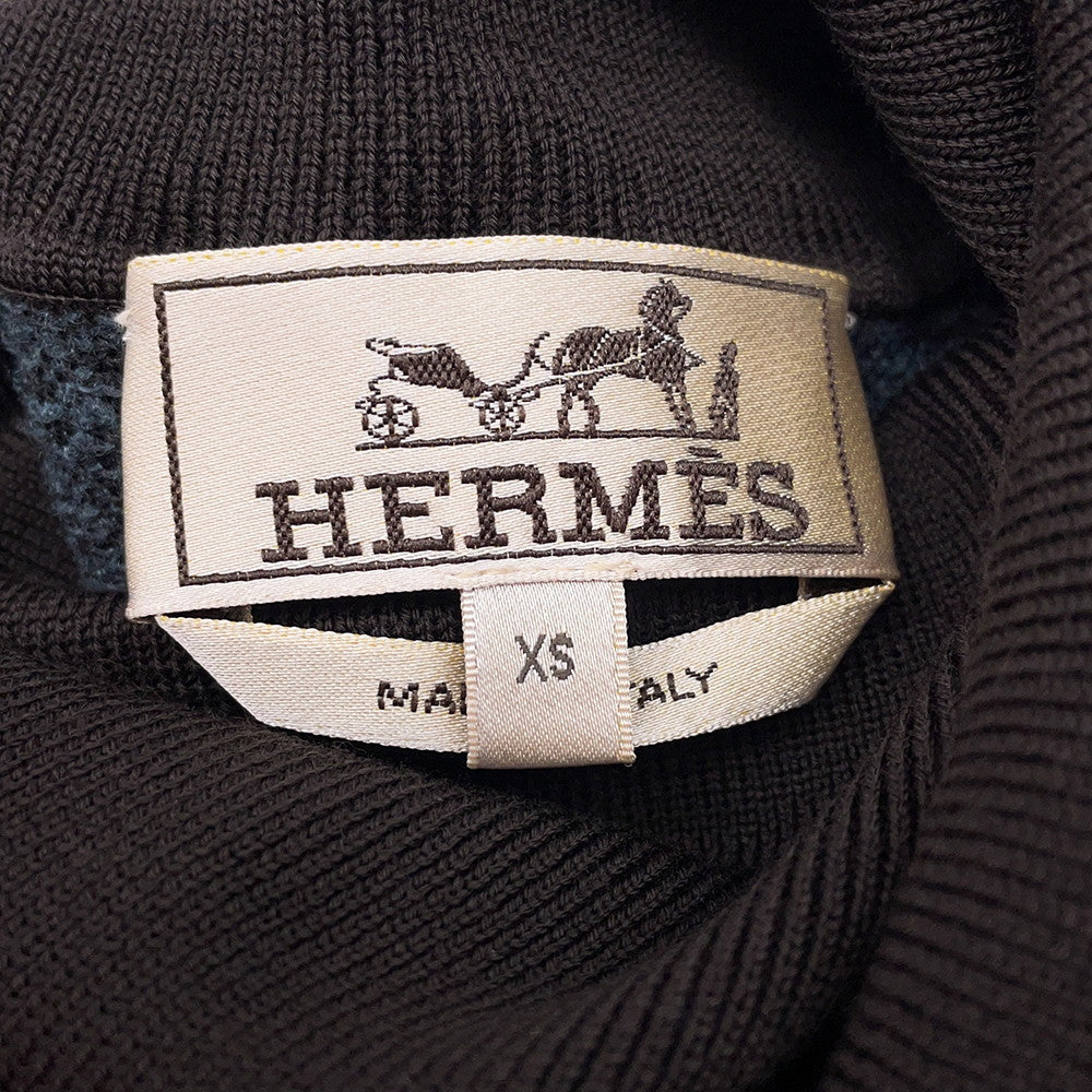 HERMES Turtleneck knit sweater Size XS Brown/Camouflage Wool79% Rayon14% Nylon7%