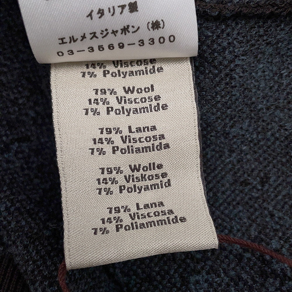 HERMES Turtleneck knit sweater Size XS Brown/Camouflage Wool79% Rayon14% Nylon7%