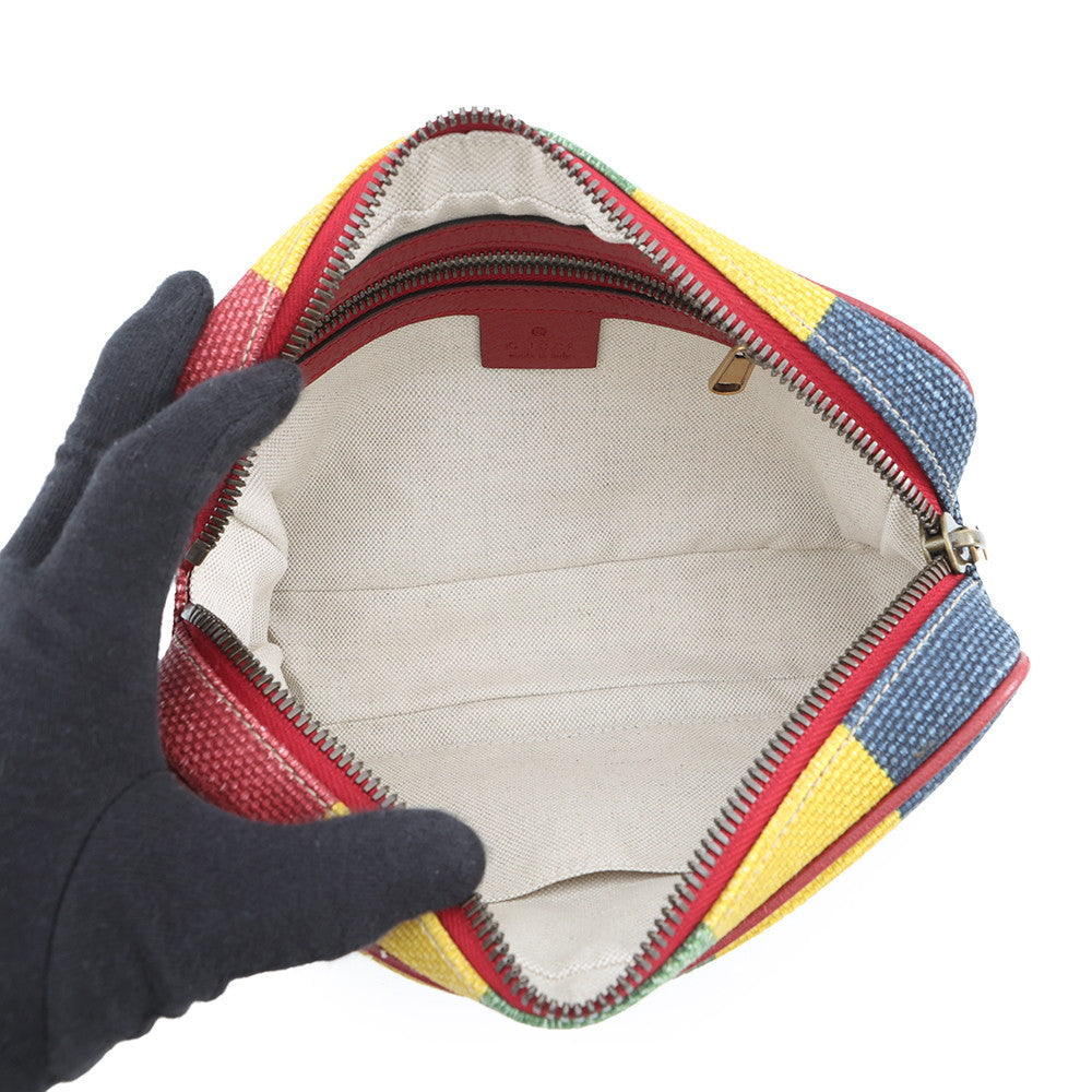 GUCCI Baiadera Waist Bag Red/Multicolor625895 Canvas Leather