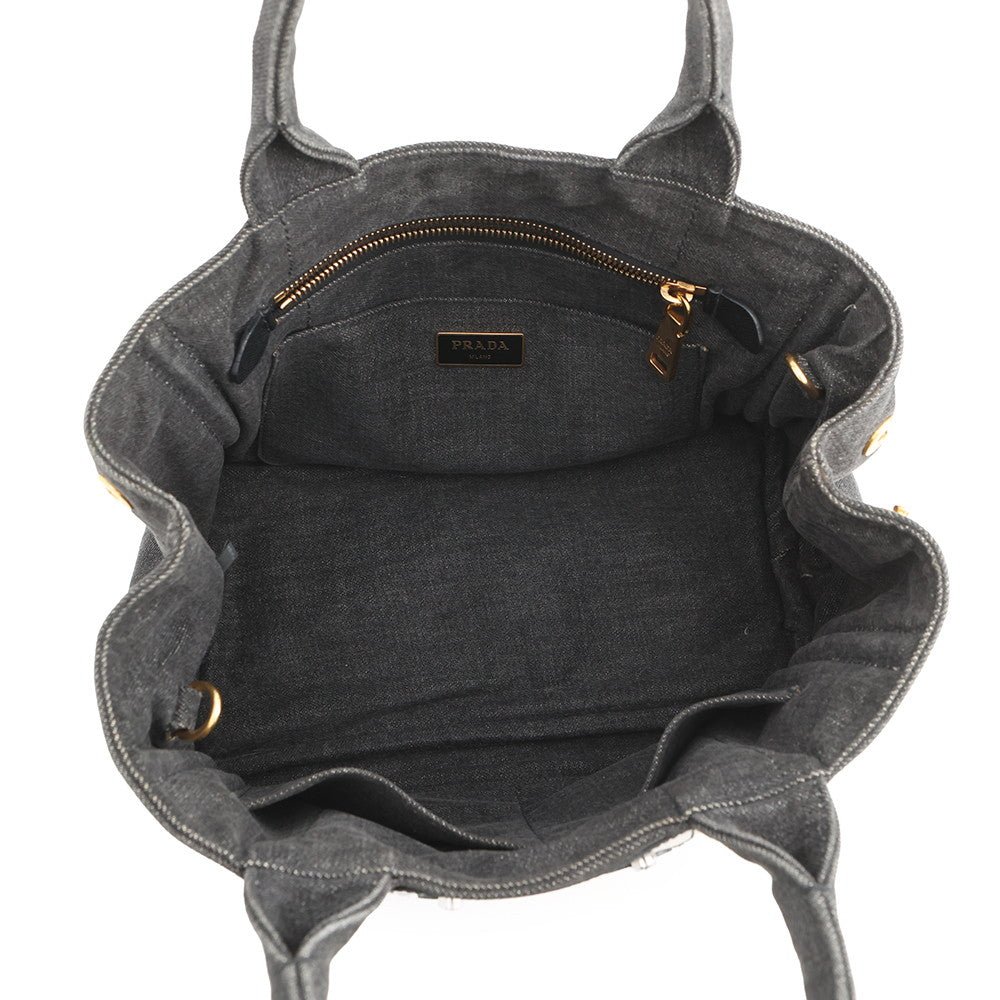 PRADA Mini Canapa Robot 2-Way Bag Black/Multicolor1BG439 Denim Leather