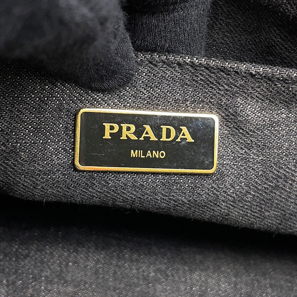 PRADA Mini Canapa Robot 2-Way Bag Black/Multicolor1BG439 Denim Leather