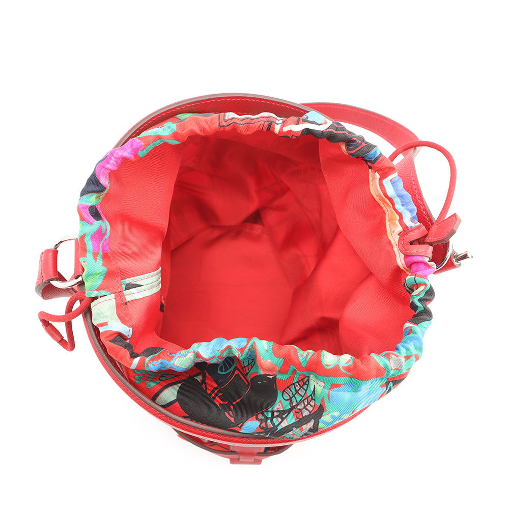 HERMES Muzaldine Rouge Casaque/Multicolor Epsom Silk