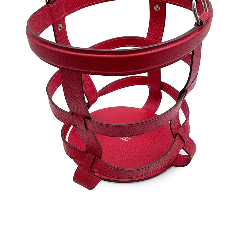 HERMES Muzaldine Rouge Casaque/Multicolor Epsom Silk