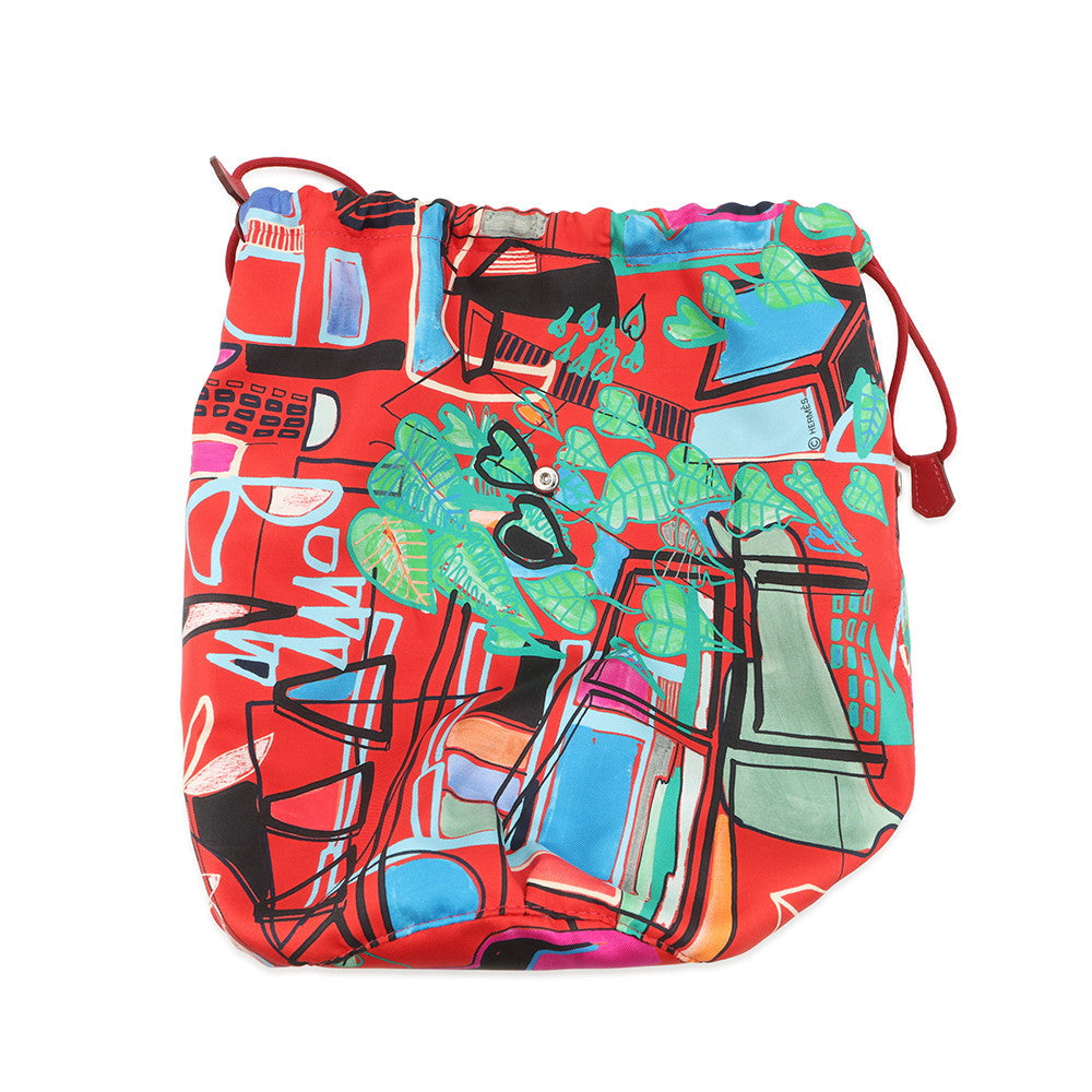 HERMES Muzaldine Rouge Casaque/Multicolor Epsom Silk