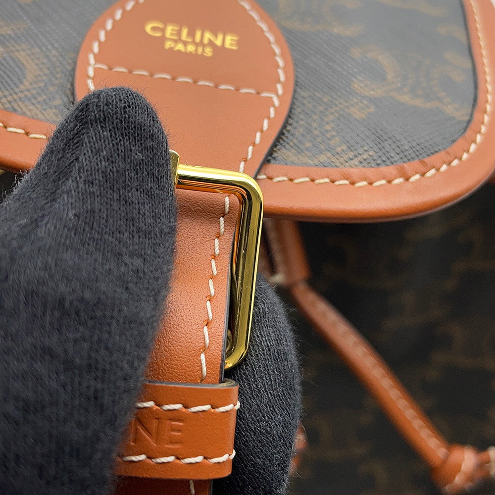 CELINE Falco Triomphe Backpack Tan197662 PVC Calf Leather