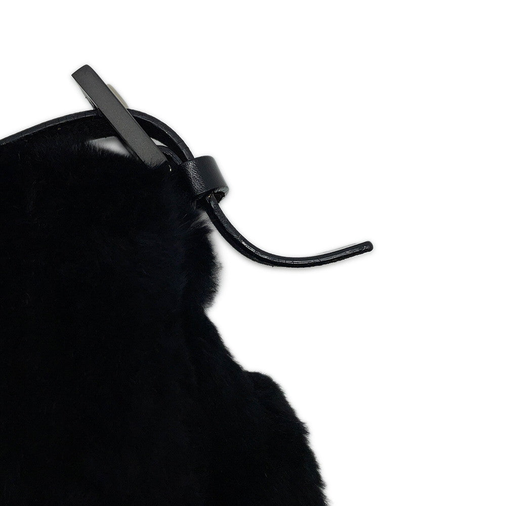 FENDI Mamma bucket Black Fur Leather