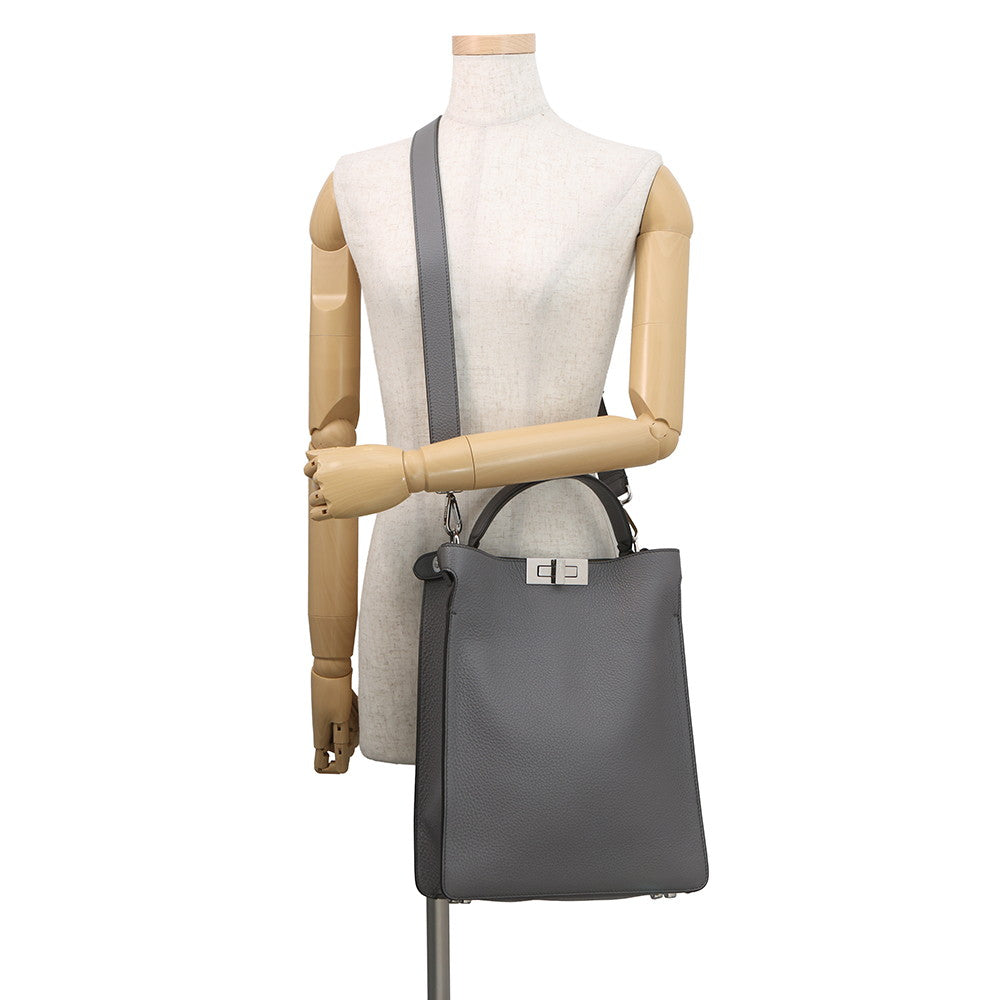 FENDI Peekaboo X-Lite Gray7VA611 Leather Size Small