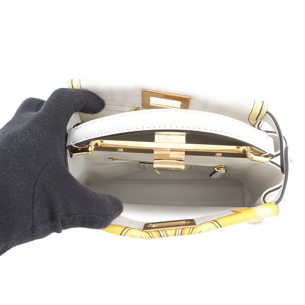 FENDI Fendace Peekaboo White/Yellow8BN244 Leather Size Mini