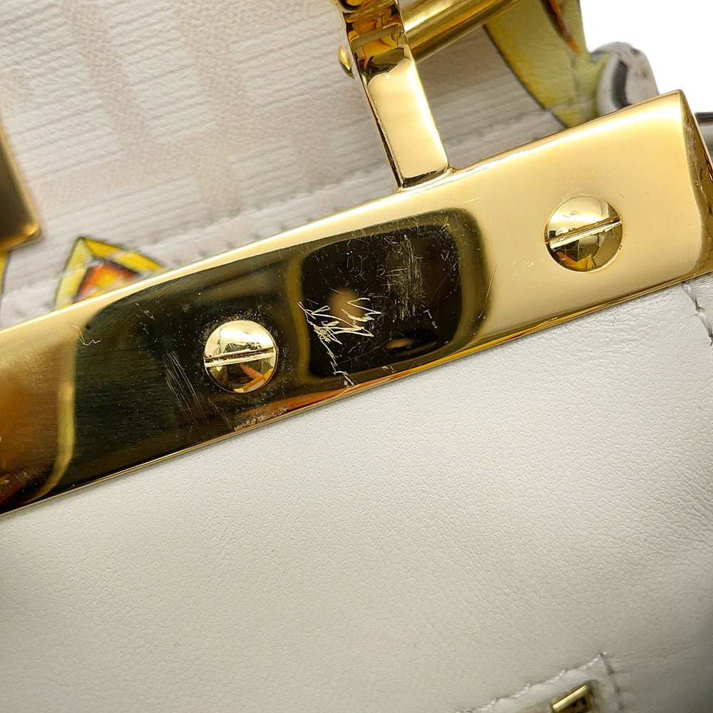 FENDI Fendace Peekaboo White/Yellow8BN244 Leather Size Mini